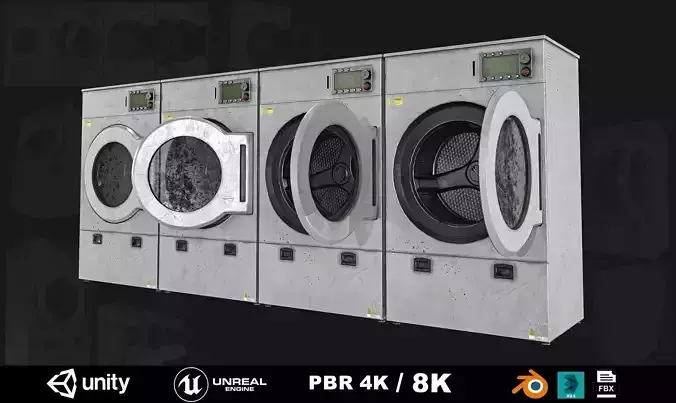 Laundry Washing Machine Low-poly 3D model