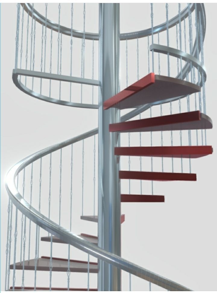 Spiral stair ballastrade railing 3D model_3