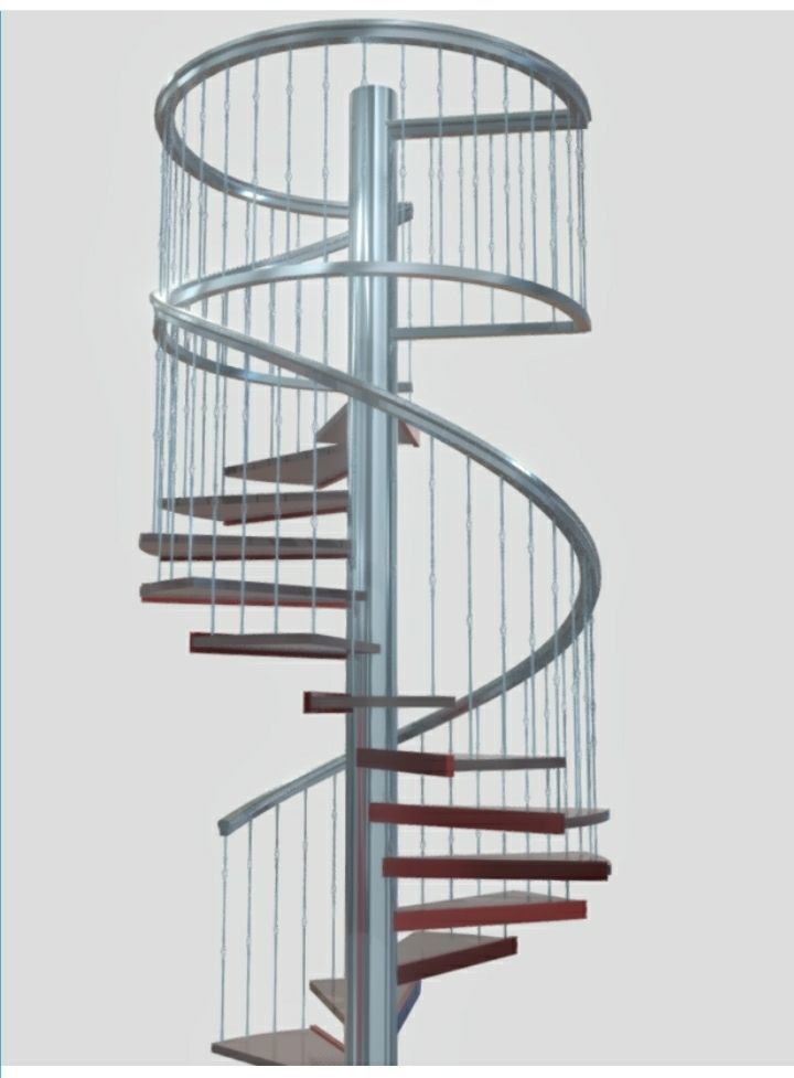 Spiral stair ballastrade railing 3D model_4