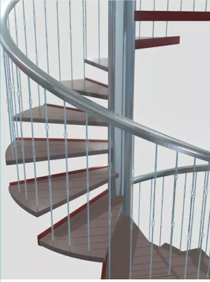 Spiral stair ballastrade railing 3D model_0