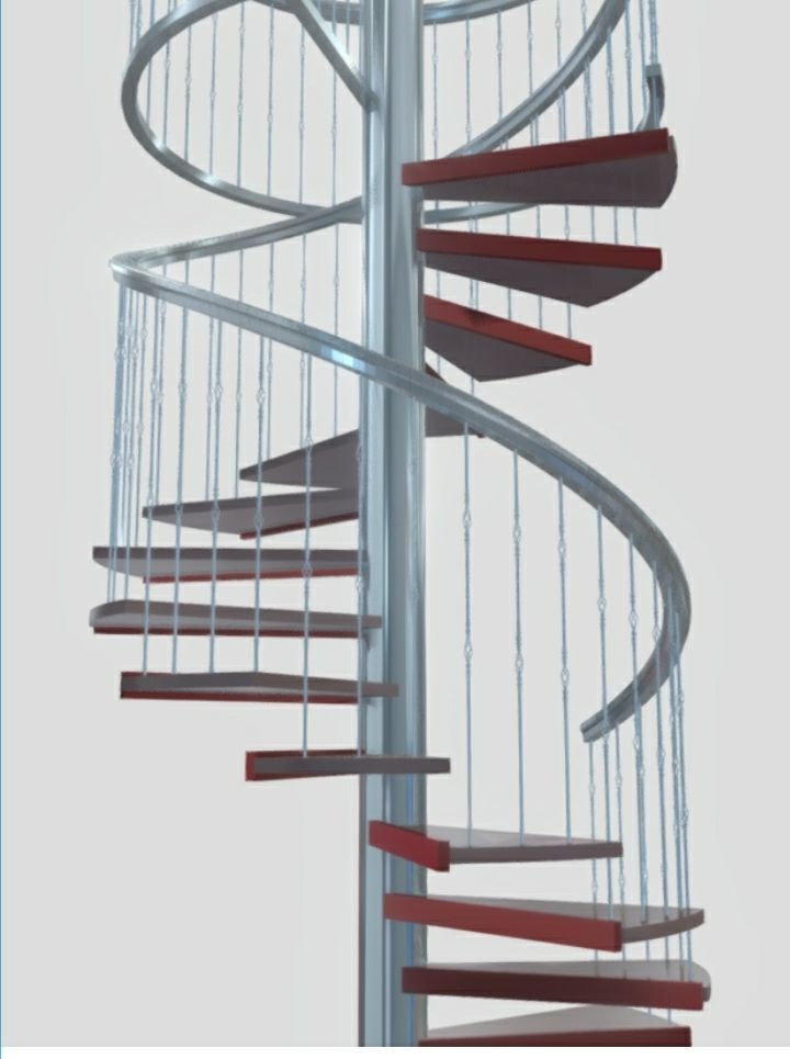 Spiral stair ballastrade railing 3D model_2