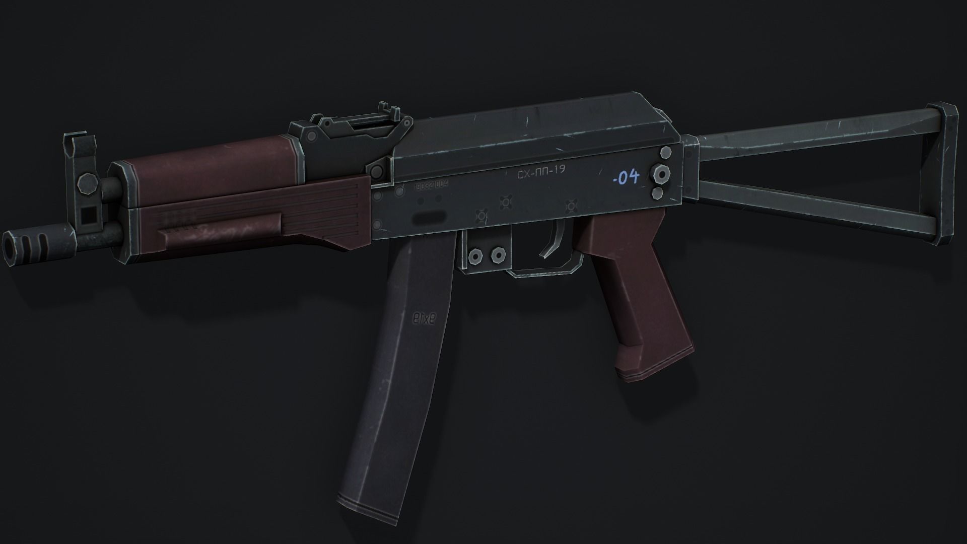 PP-19 Vityaz SMG - Low Poly Game Ready Low-poly 3D model_4