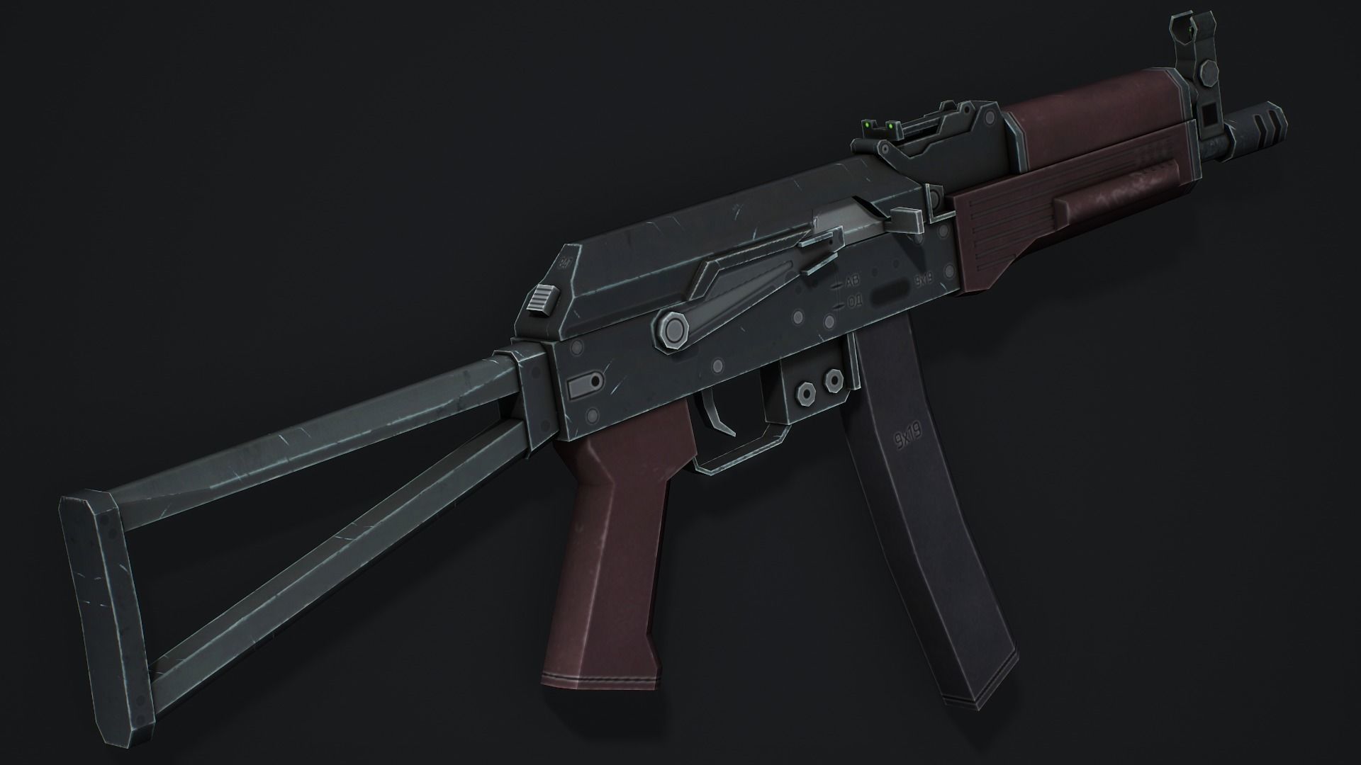 PP-19 Vityaz SMG - Low Poly Game Ready Low-poly 3D model_1