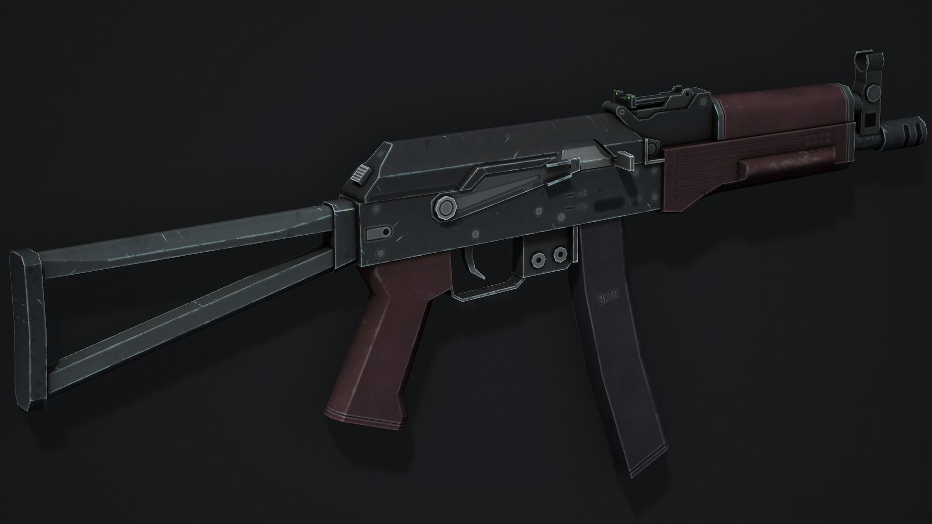 PP-19 Vityaz SMG - Low Poly Game Ready Low-poly 3D model_3