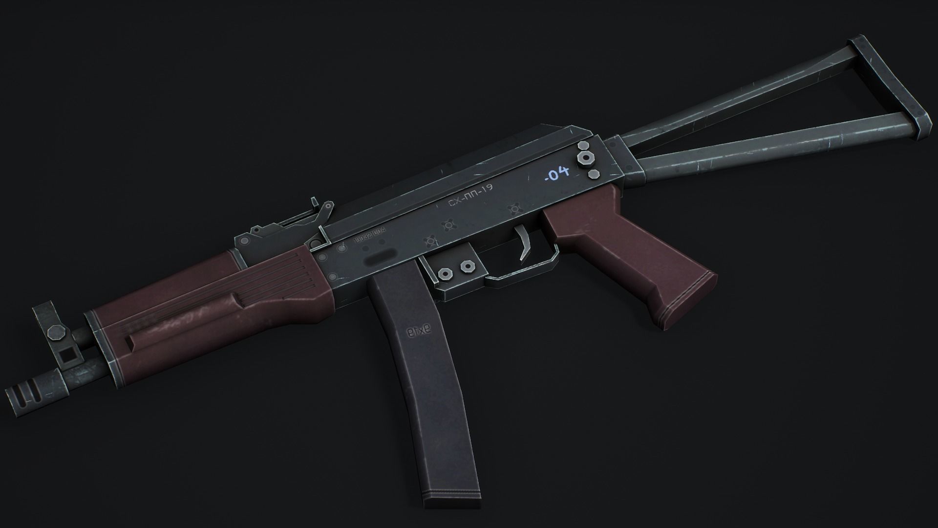 PP-19 Vityaz SMG - Low Poly Game Ready Low-poly 3D model_12