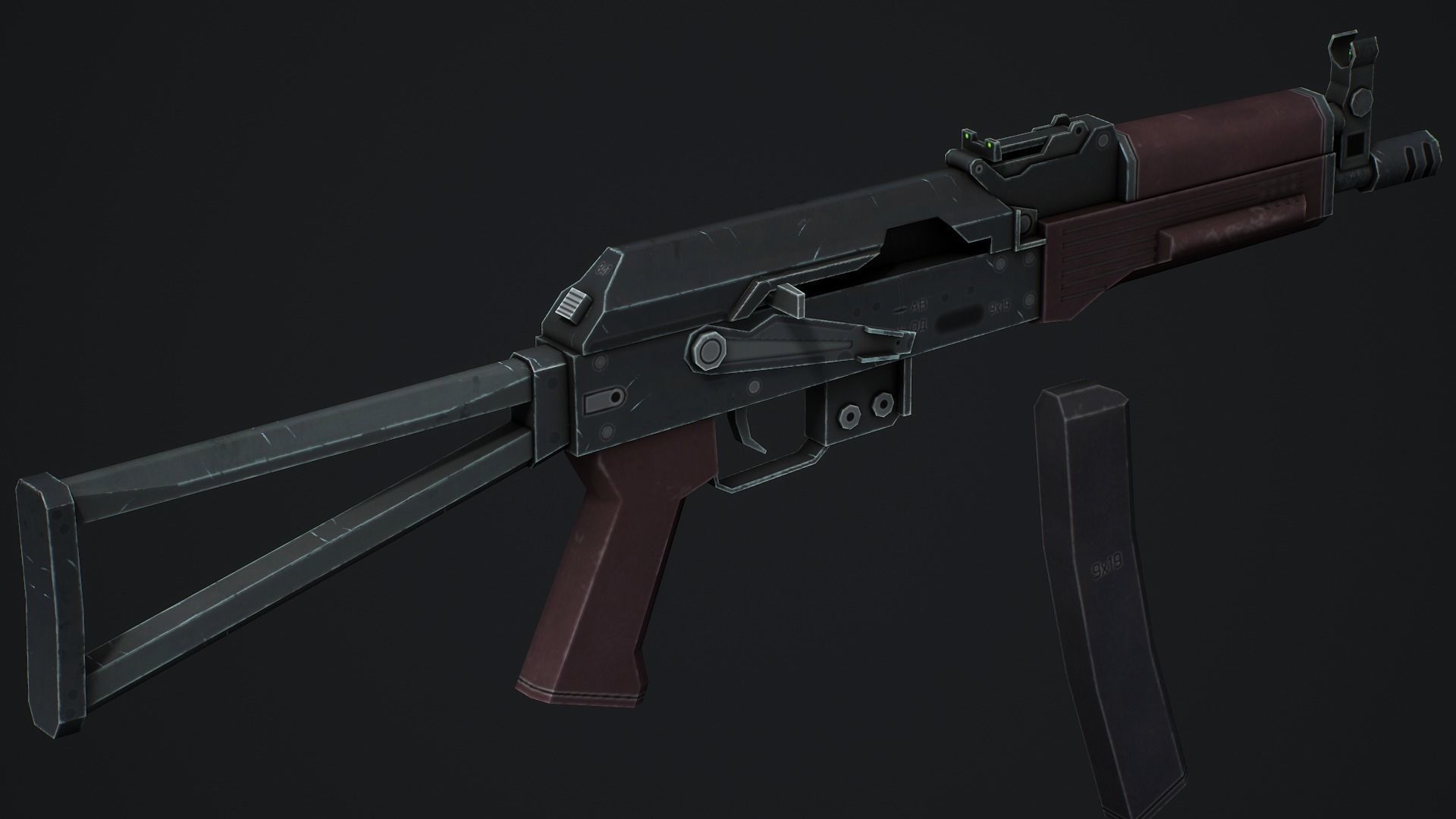 PP-19 Vityaz SMG - Low Poly Game Ready Low-poly 3D model_8