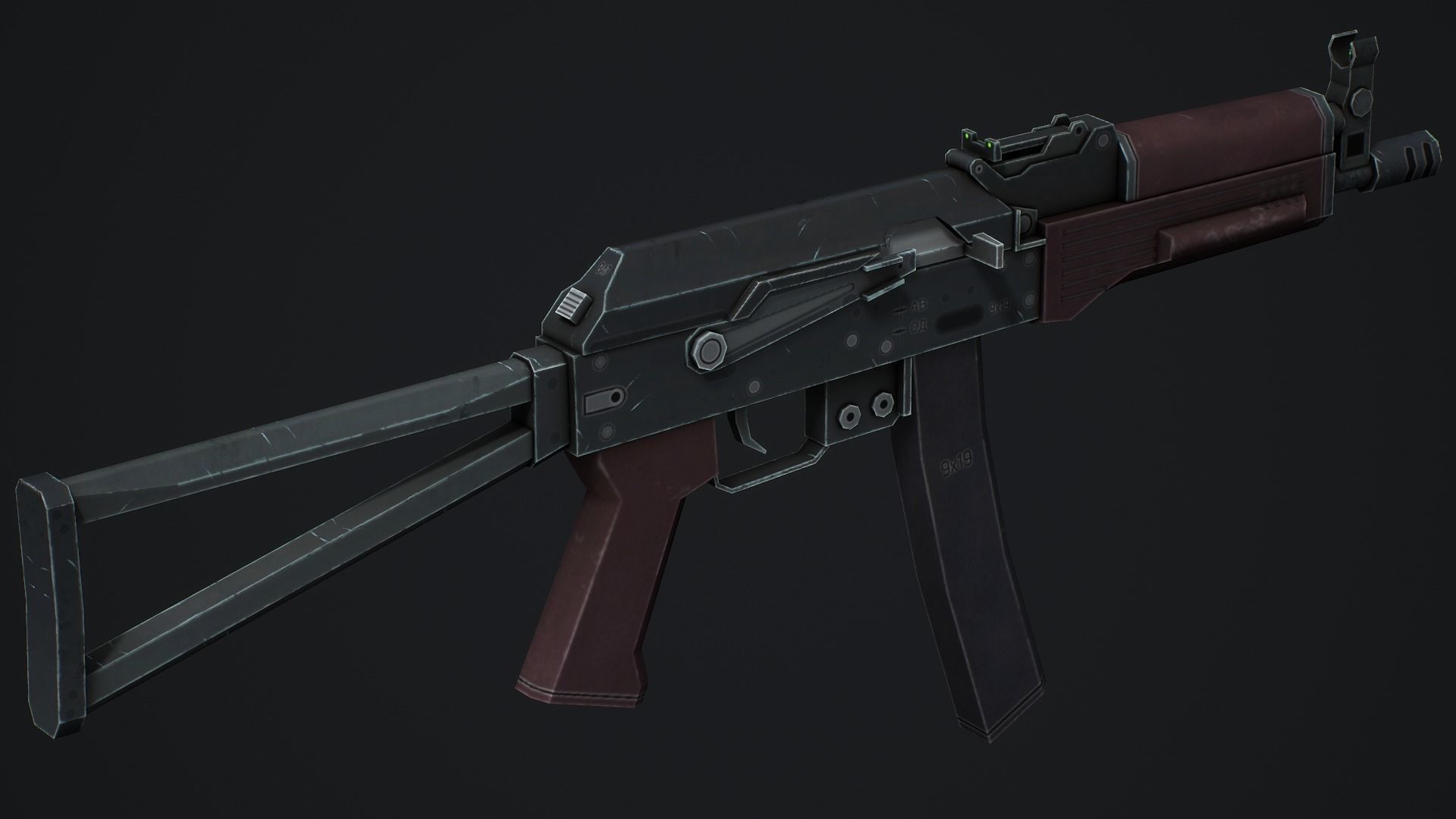 PP-19 Vityaz SMG - Low Poly Game Ready Low-poly 3D model_6