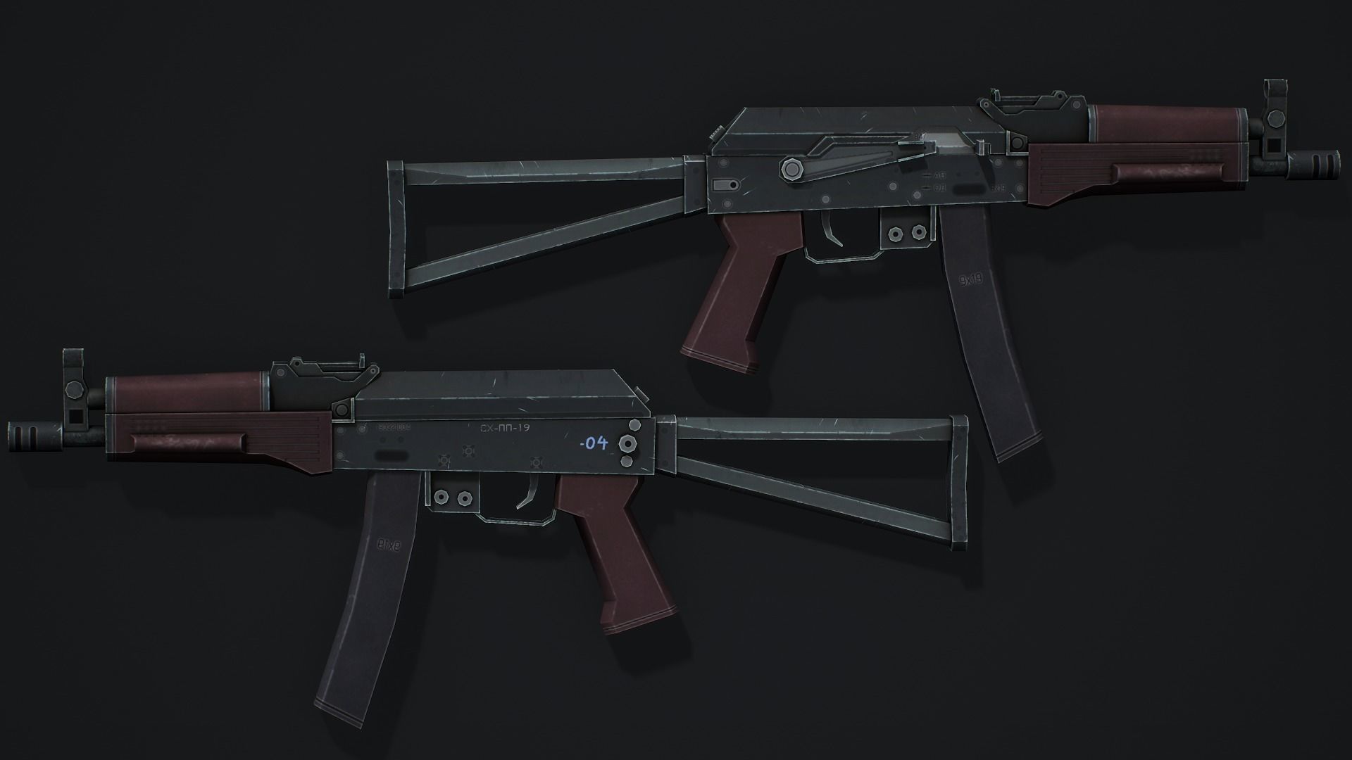 PP-19 Vityaz SMG - Low Poly Game Ready Low-poly 3D model_2