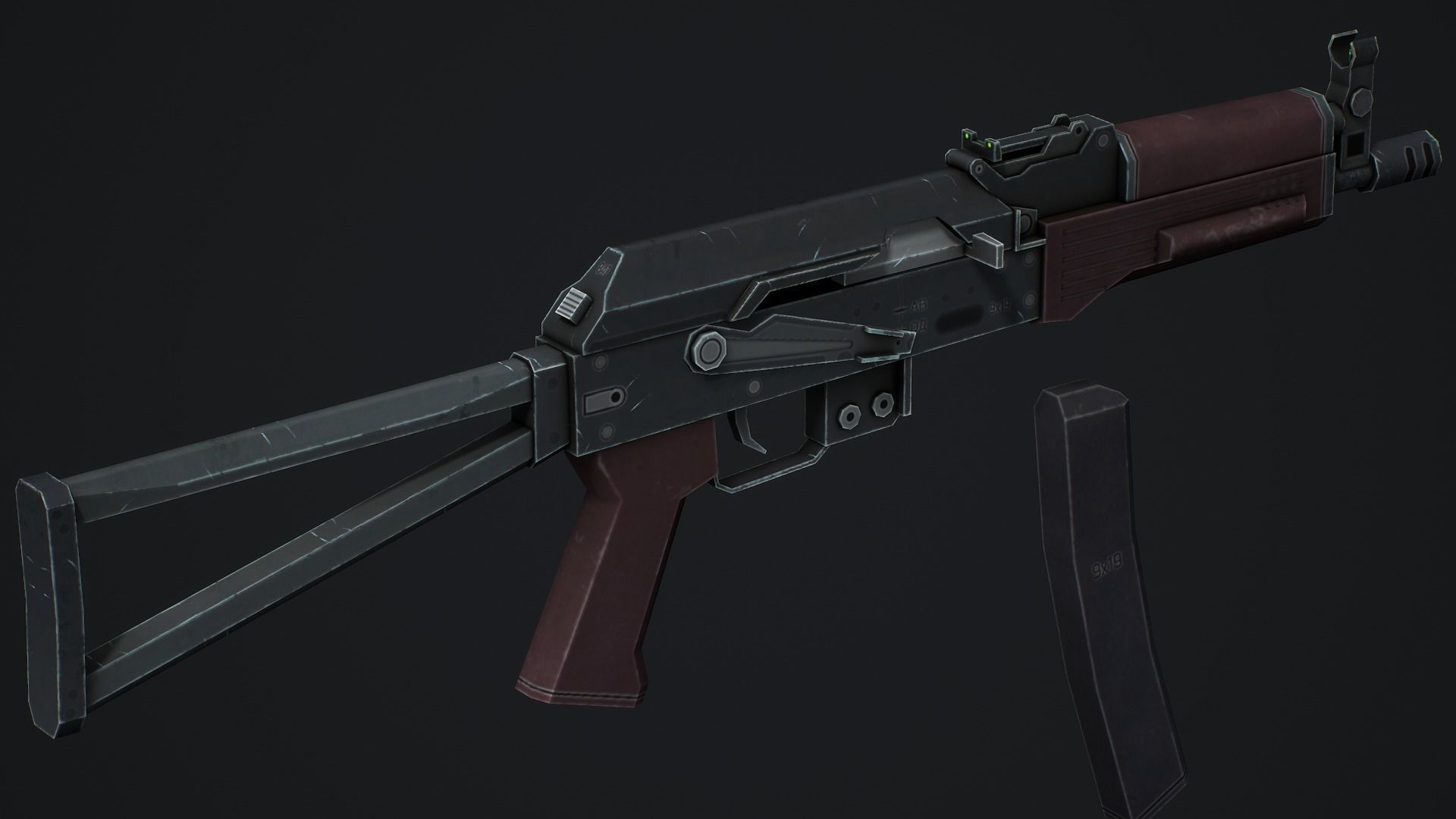 PP-19 Vityaz SMG - Low Poly Game Ready Low-poly 3D model_7