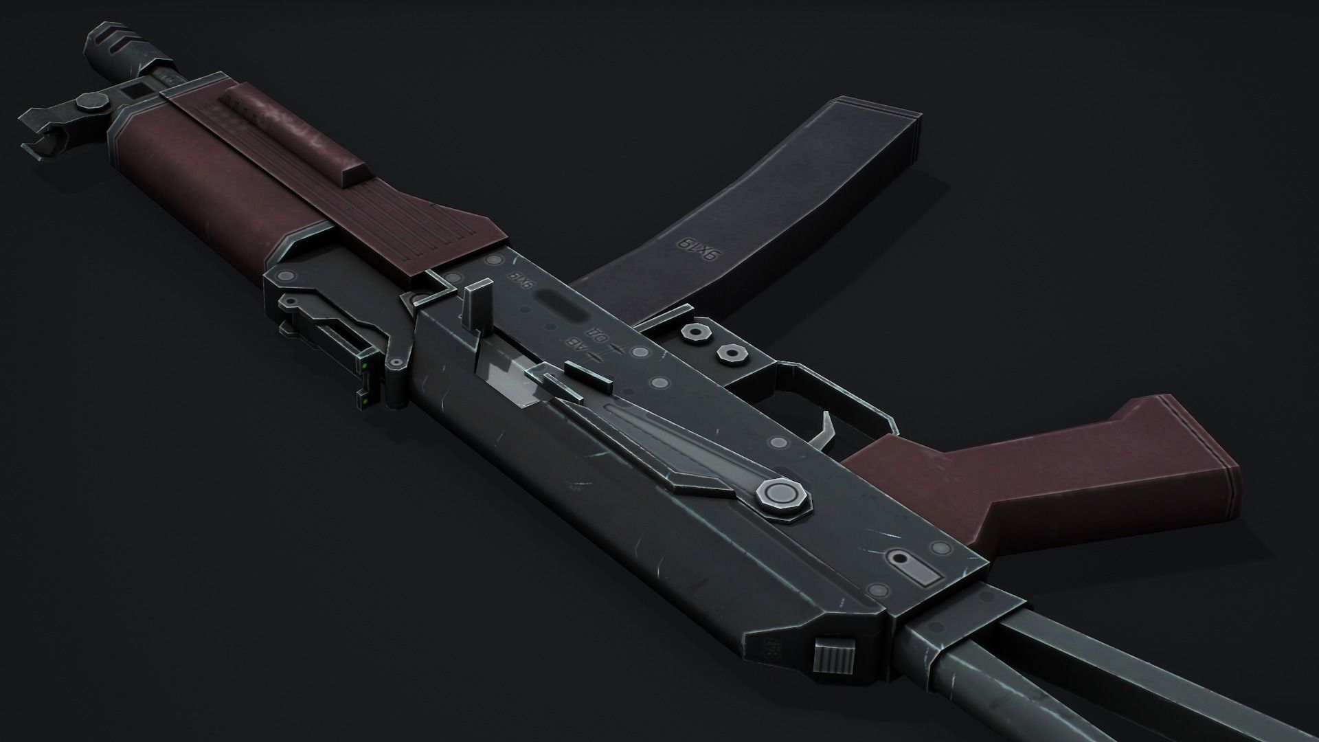 PP-19 Vityaz SMG - Low Poly Game Ready Low-poly 3D model_11