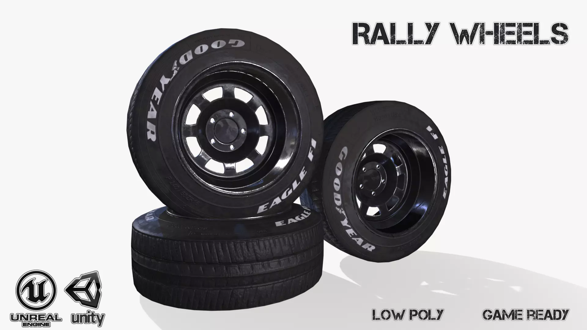 Rally wheel Good Year Low-poly 3D model