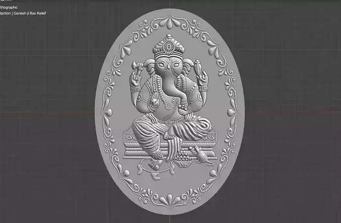 Lord Ganesh Ji Bas Relief Wooden cnc 3D print model