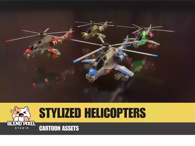 3D Stylized Helicopters - Cartoon Assets