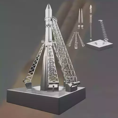 Vostok Rocket Soviet Union Spaceship 3D print model Vostok Rocket Soviet Union Spaceship 3D print model