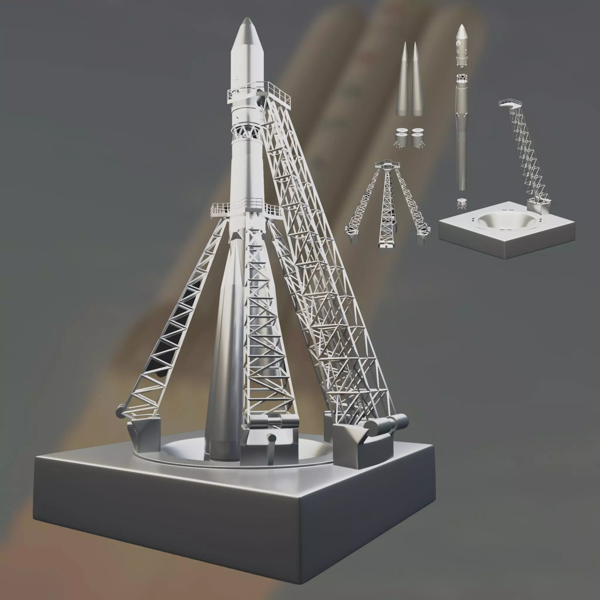 Vostok Rocket Soviet Union Spaceship 3D print model_0