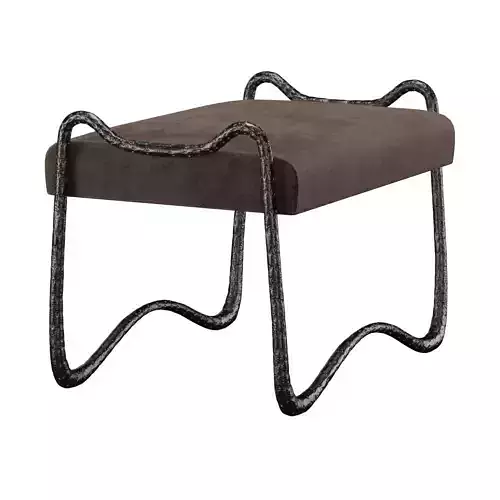 Hammered Bronze Ottoman Pouf by JEAN DE MERRY