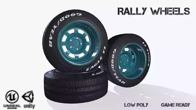 Rally wheel Good Year Low-poly 3D model