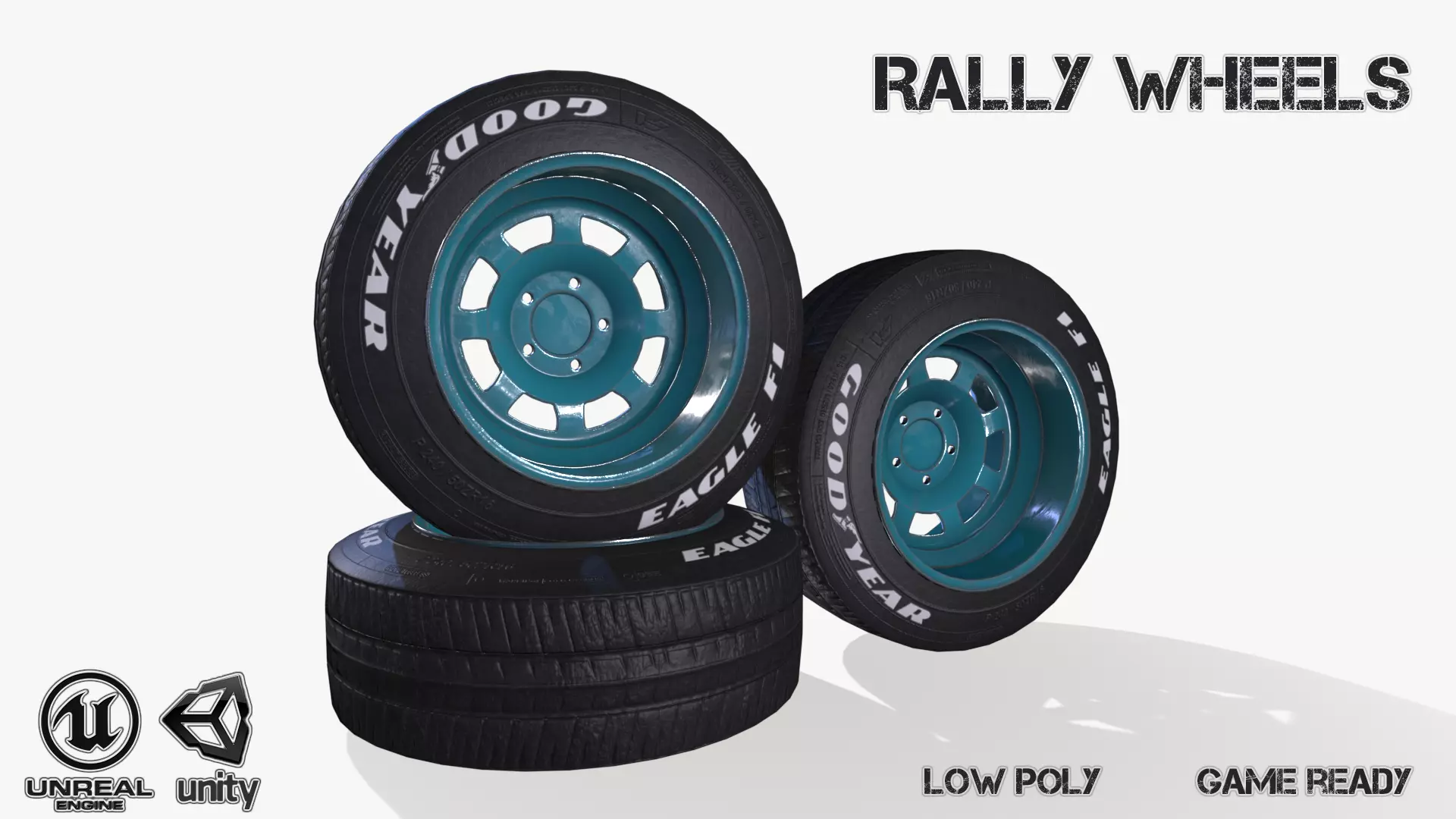 Rally wheel Good Year Low-poly 3D model