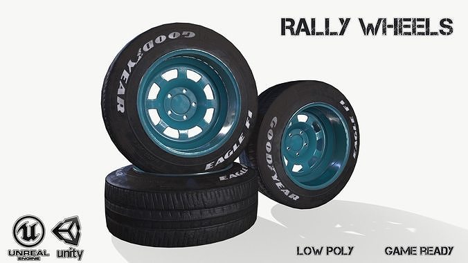 Rally wheel Good Year Low-poly 3D model