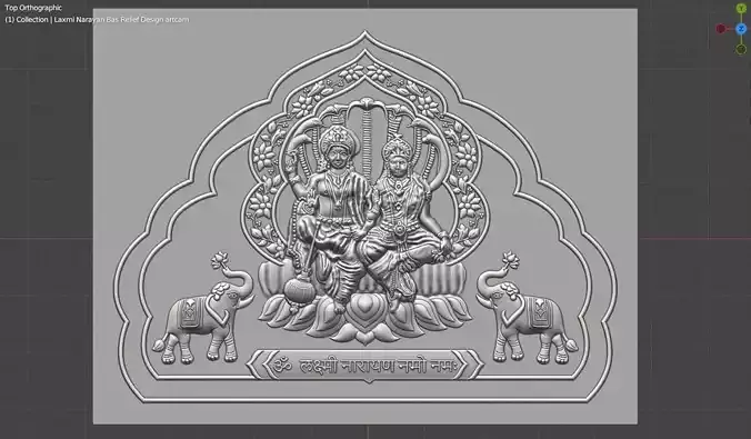 Lord Laxmi Narayan Ji Bas Relief ArtCAM Design CNC Engraving