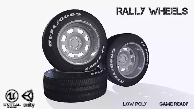 Rally wheel Good Year Low-poly 3D model
