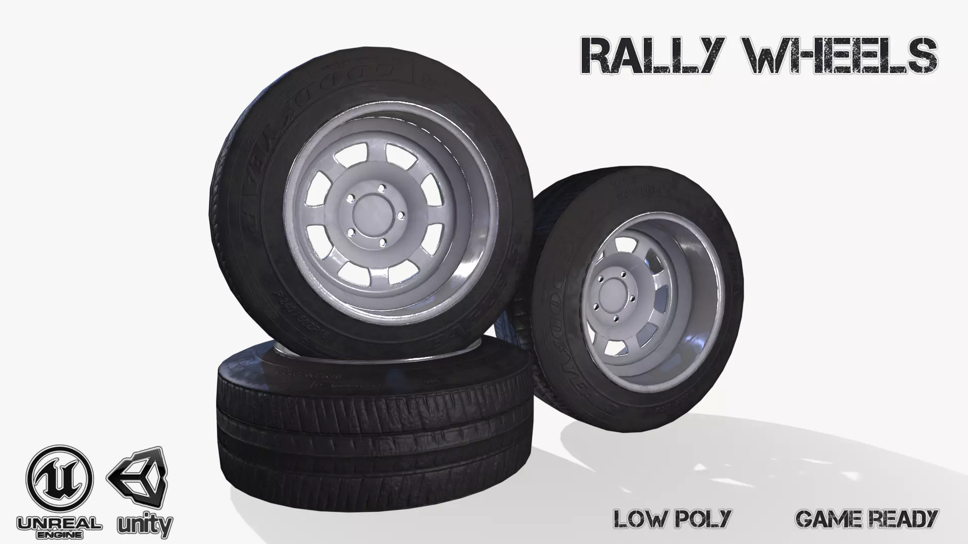 Rally wheel Good Year Low-poly 3D model