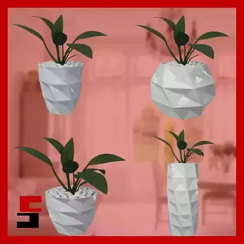 Abstract Planters Rectangles 2 Flowerpot Pot