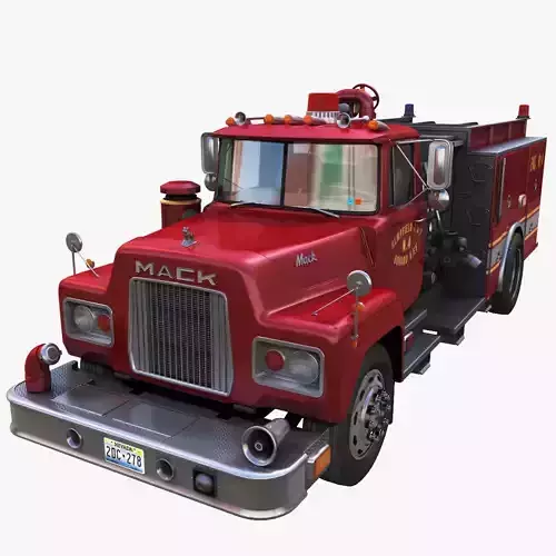 Classic Fire truck Low-poly 3D model