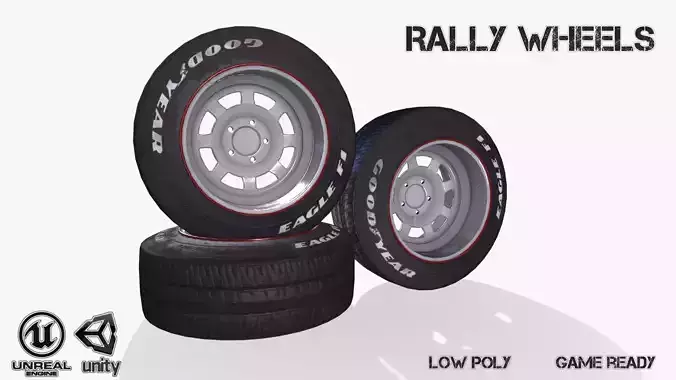 Rally wheel Good Year Low-poly 3D model