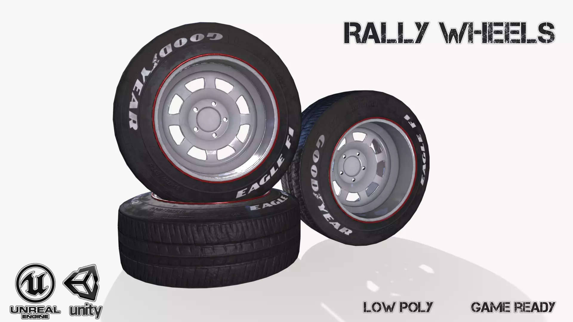 Rally wheel Good Year Low-poly 3D model