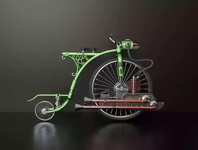 Stylized antique bicycle with a motor
