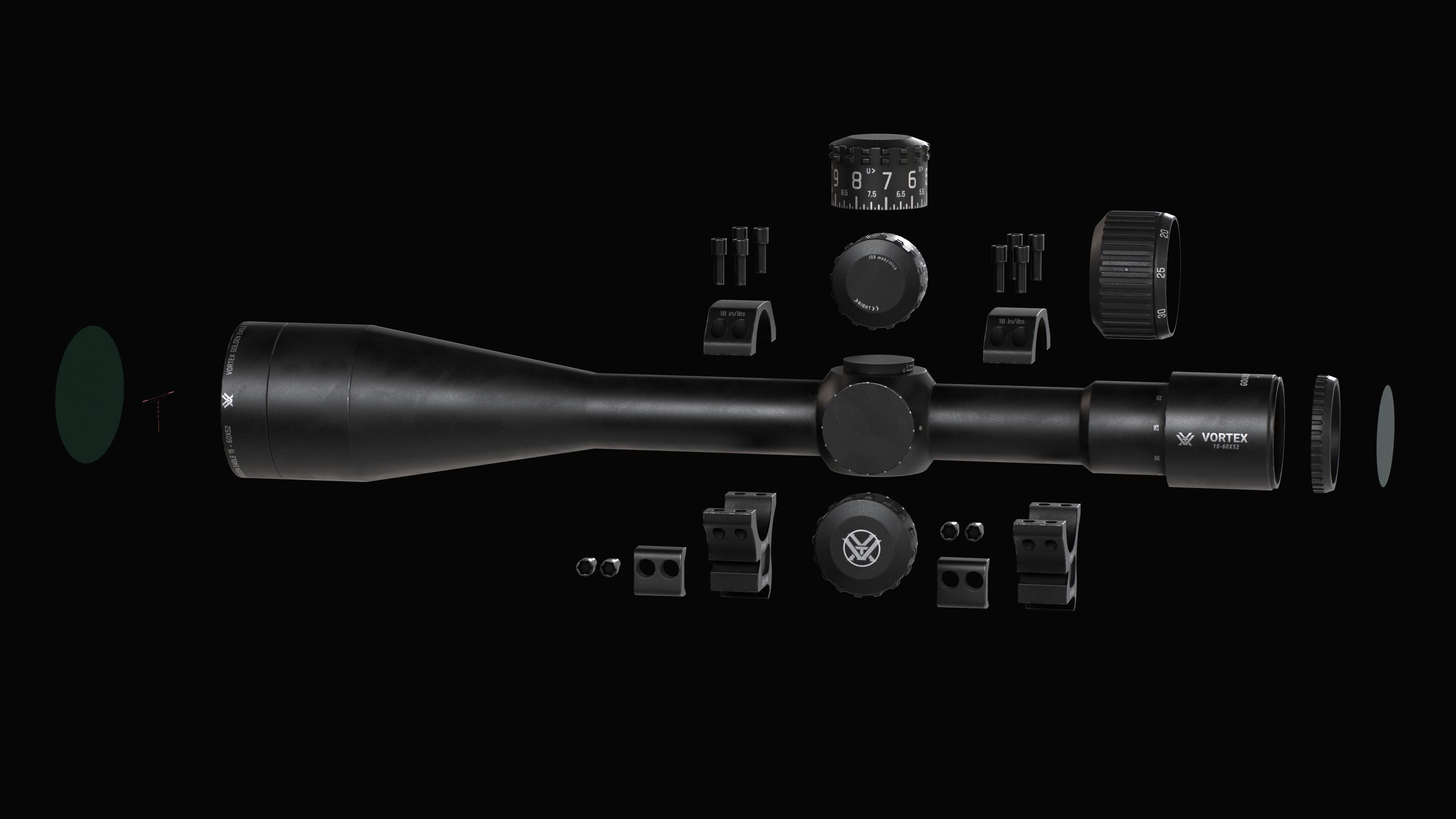 Variable optic rifle scope Vortex GOLDEN EAGLE Low-poly 3D model_19