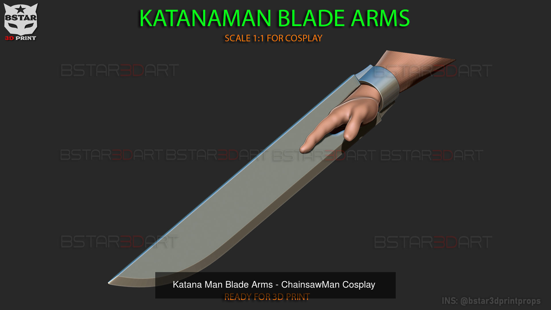 Katana Man Cosplay - Helmet And Blade Arms 3D Model Collection_3