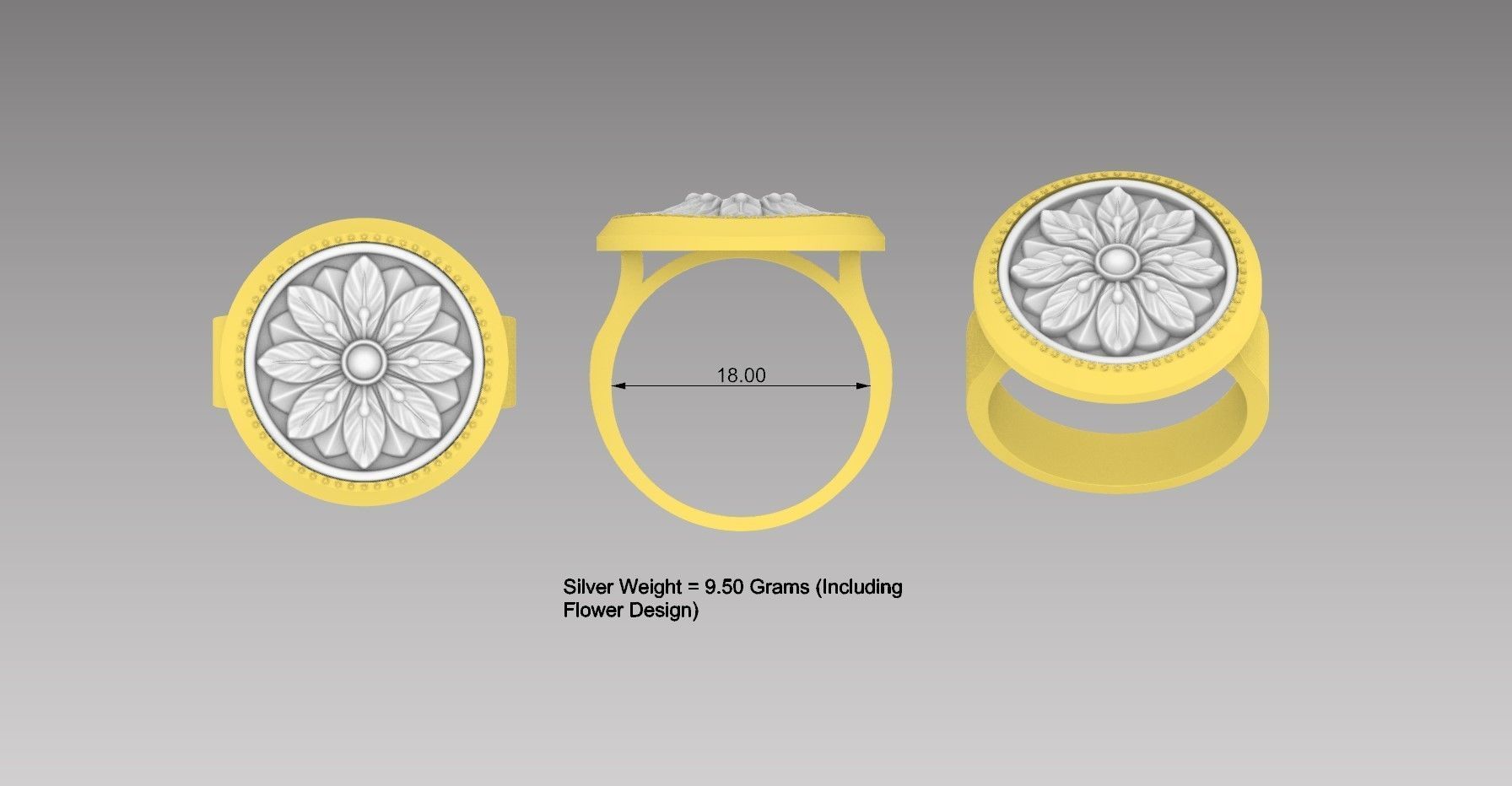 Flower Design Ring Jewelry  3D print model_1