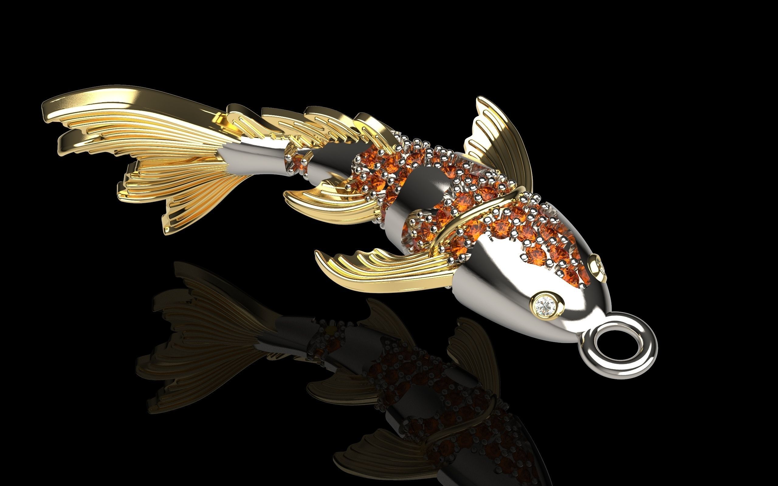 Koi Fish Charm 3D print model_3