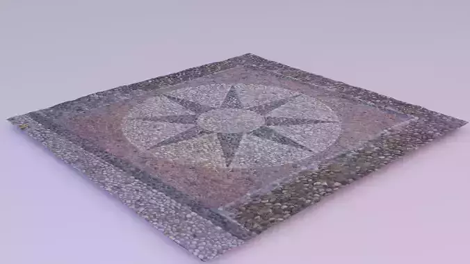 Pebble stone mosaic sidewalk raw scan