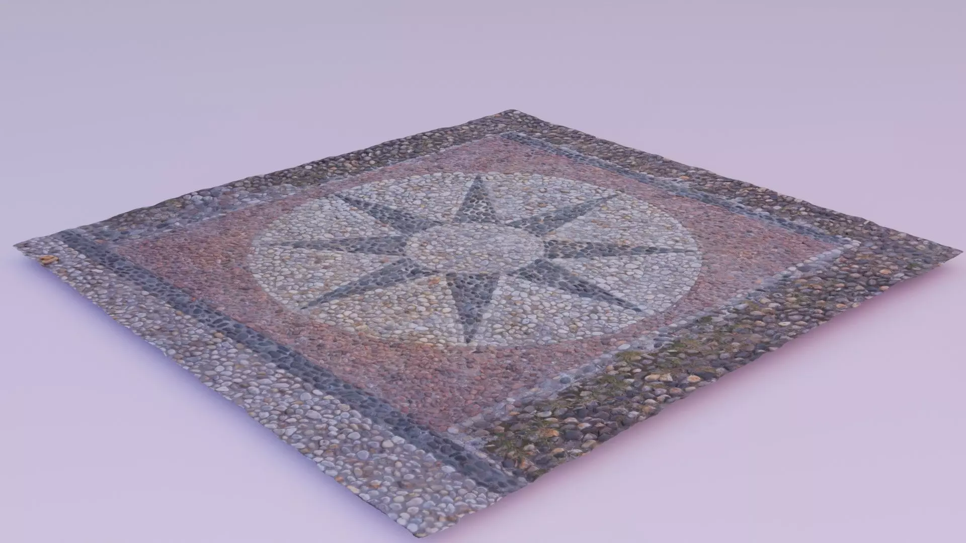 Pebble stone mosaic sidewalk raw scan 3D model