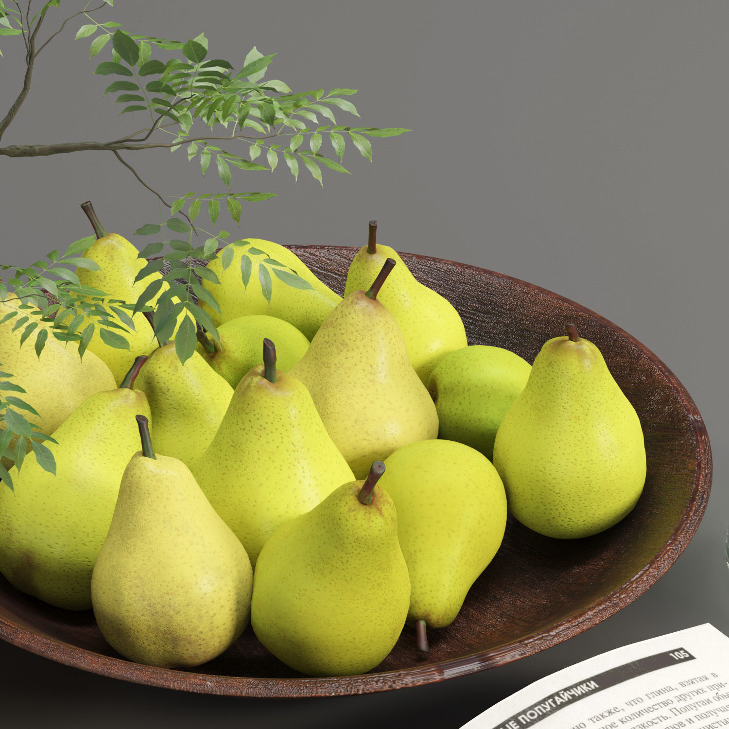 Decorative Set pears in bowl 3D model_2
