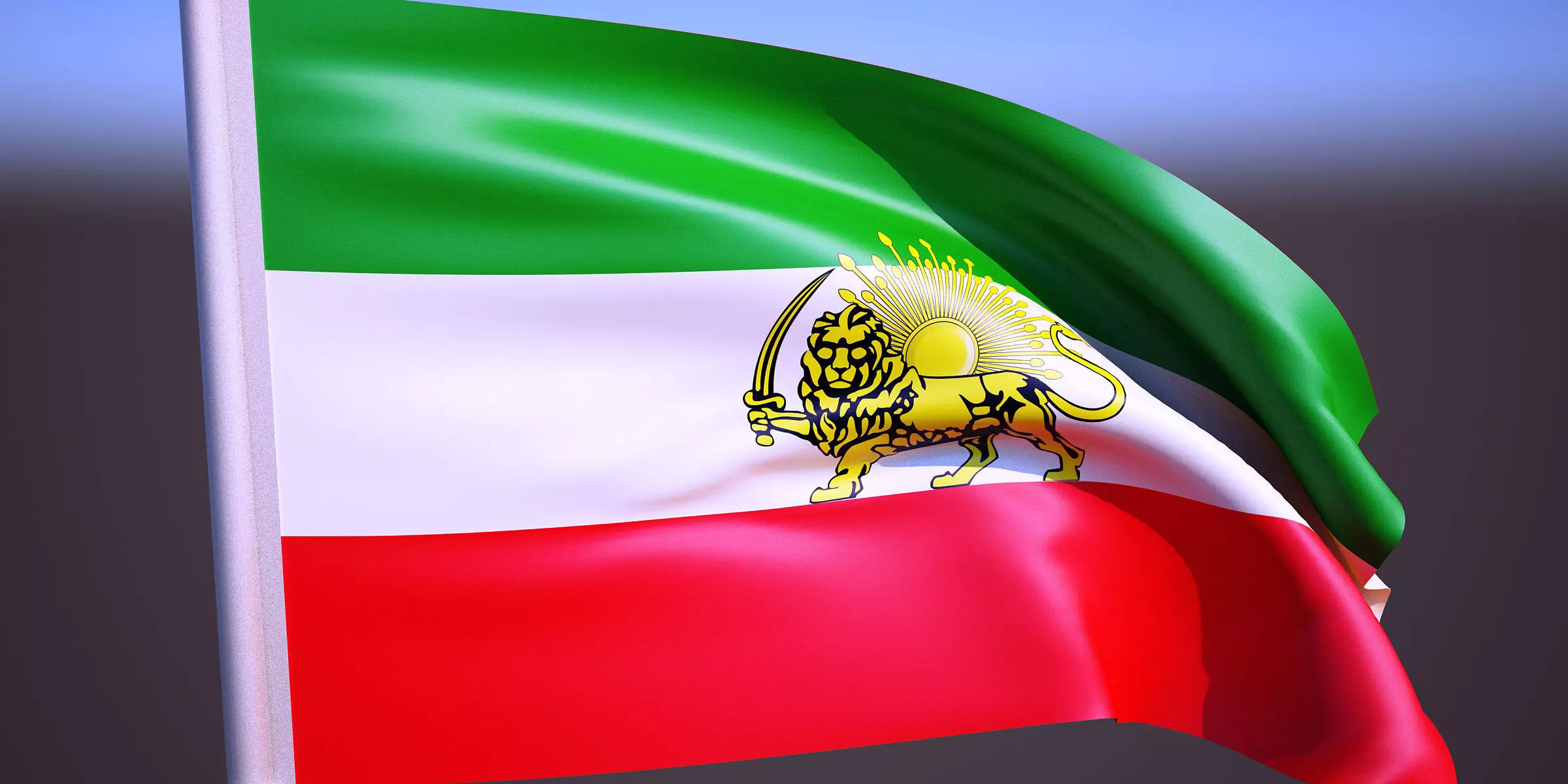 flag of iran waving in wind 3D model_0