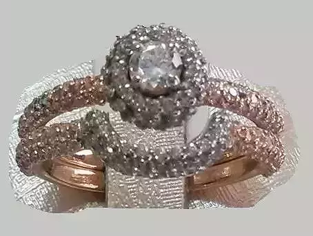 YD318 diamond ring set in rose gold and gold