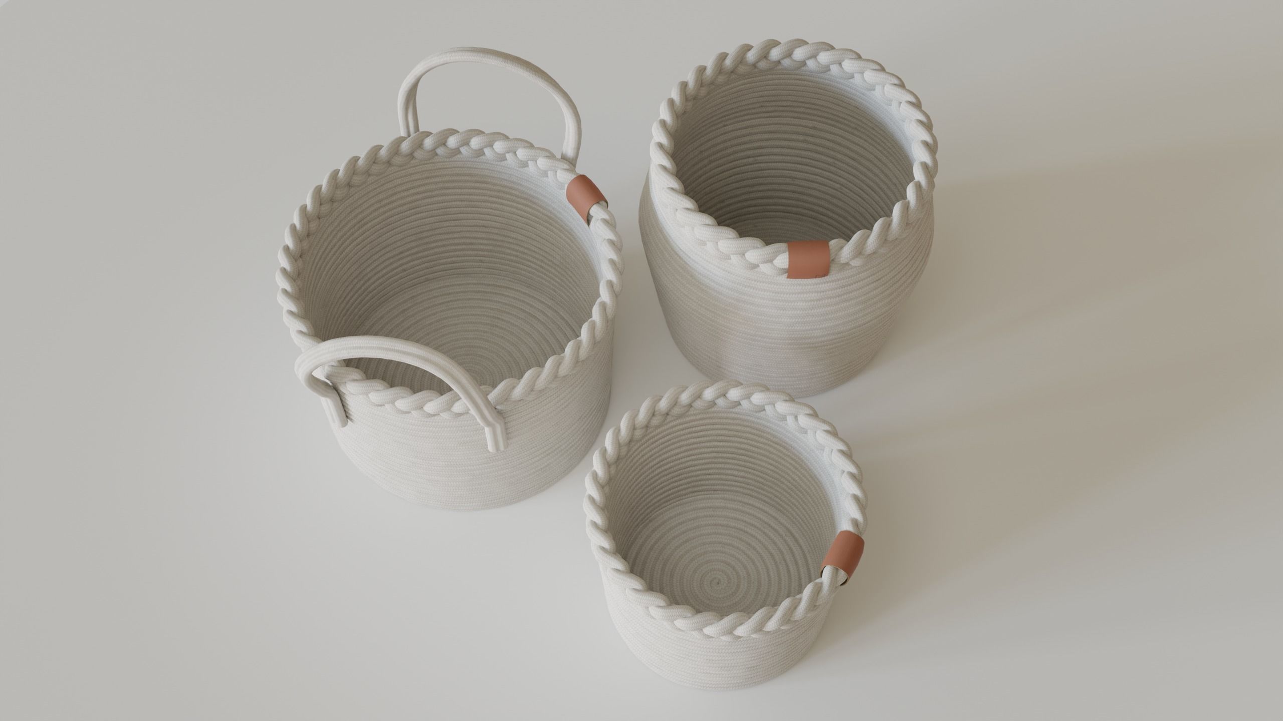 Rope Fabric Baskets 3D model_1