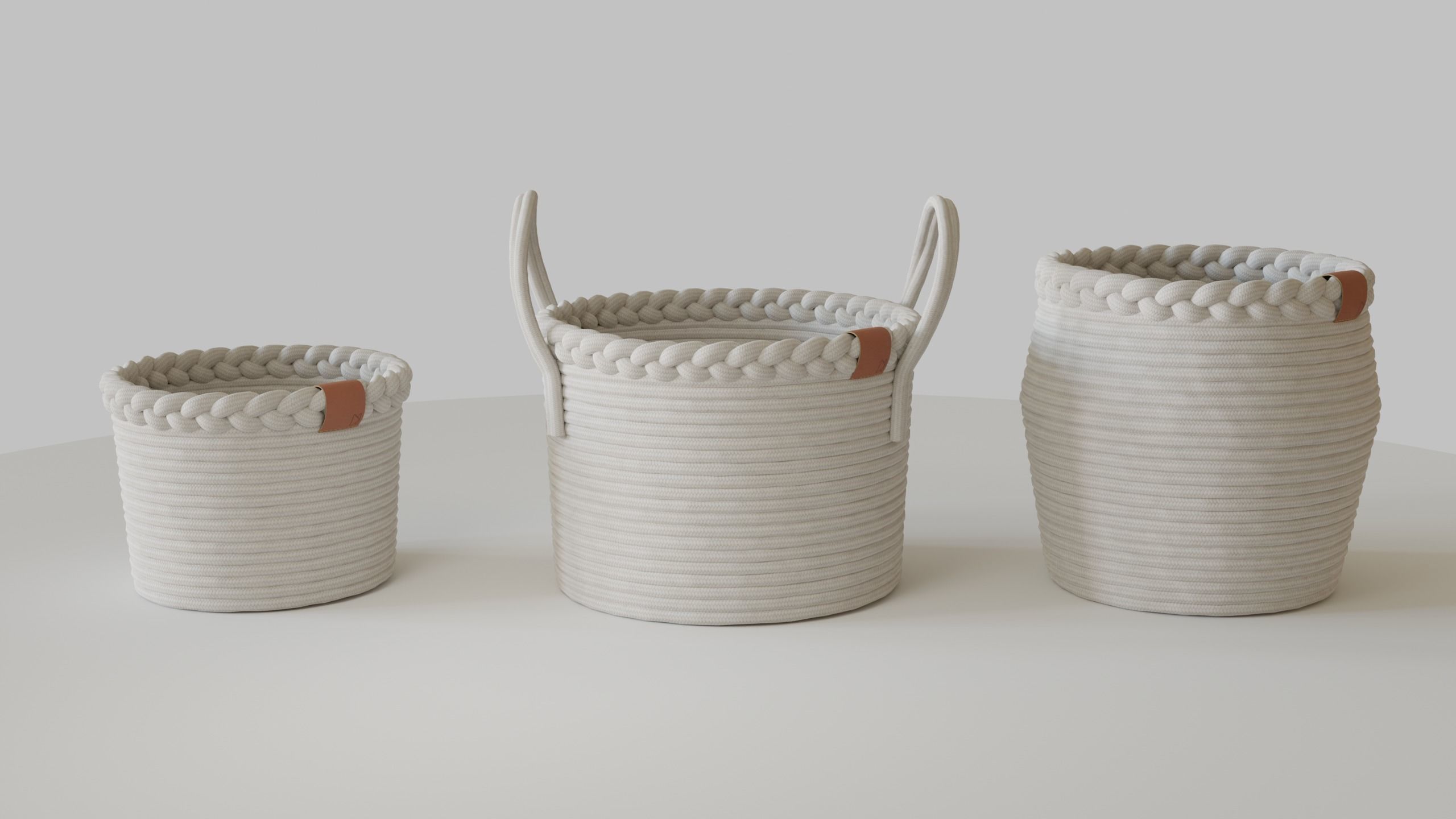 Rope Fabric Baskets 3D model_6