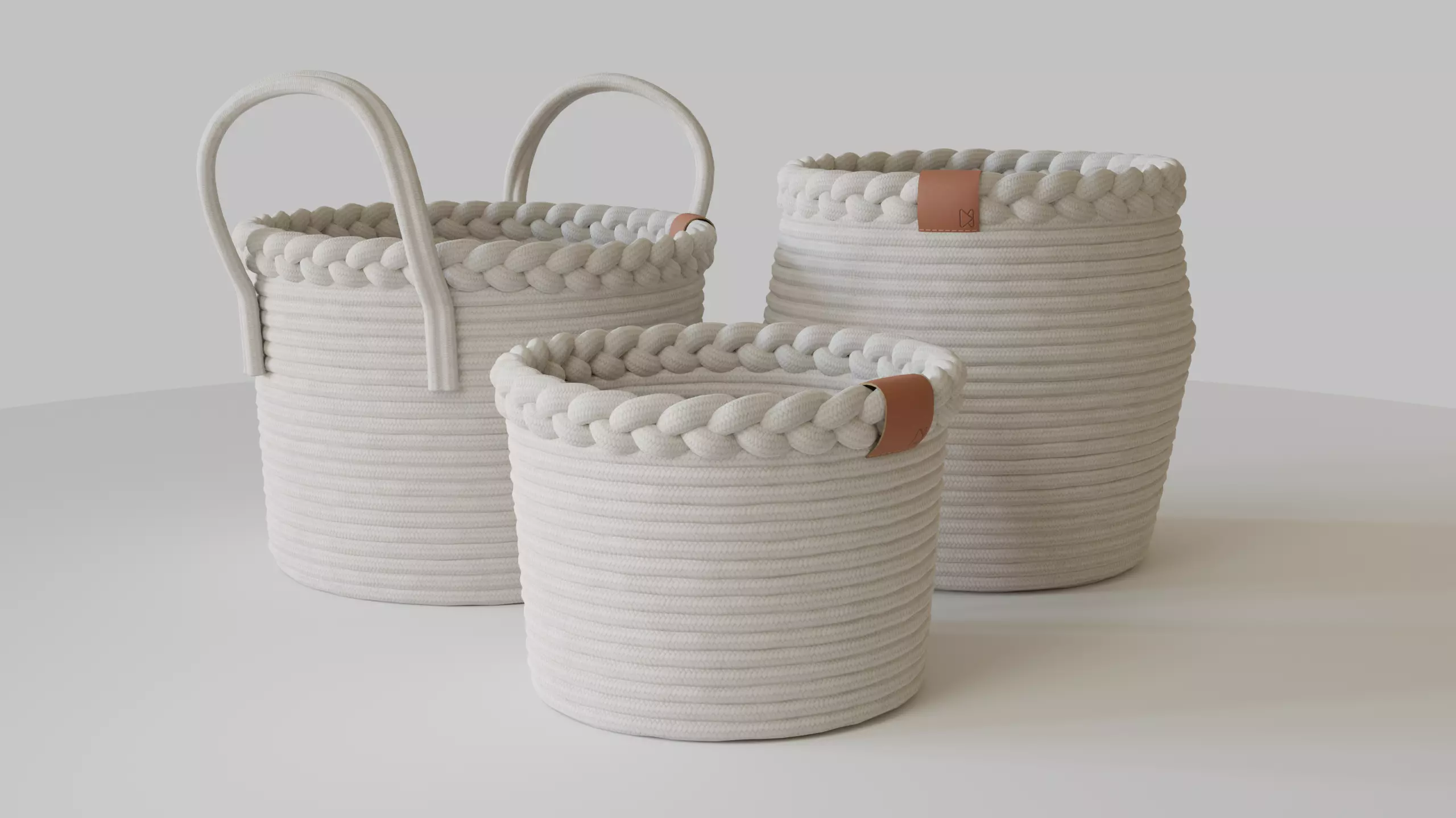 Rope Fabric Baskets 3D model_0