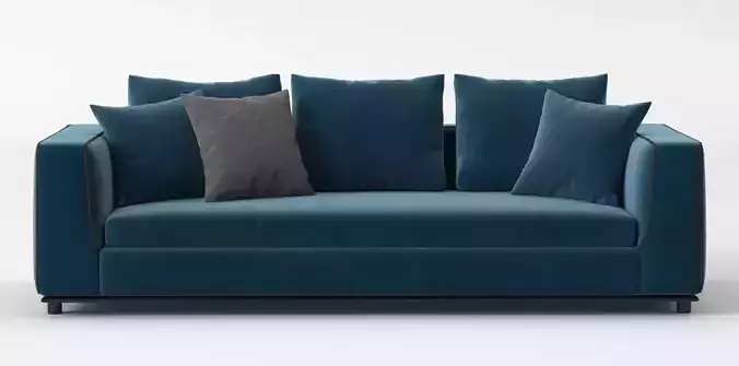 Tufted Blue Velvet Sofa Bellini