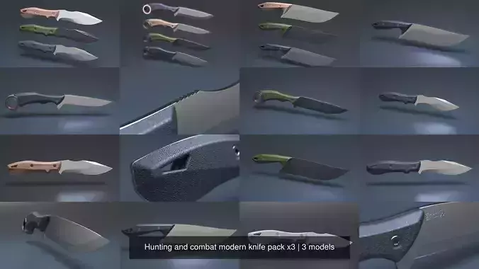 Hunting and combat modern knife pack x3