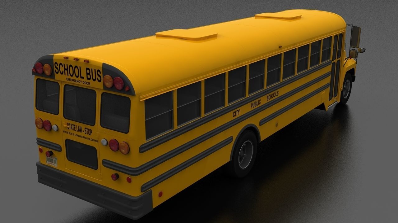 B-Series B-800 School Bus 1985 Low-poly 3D model_4