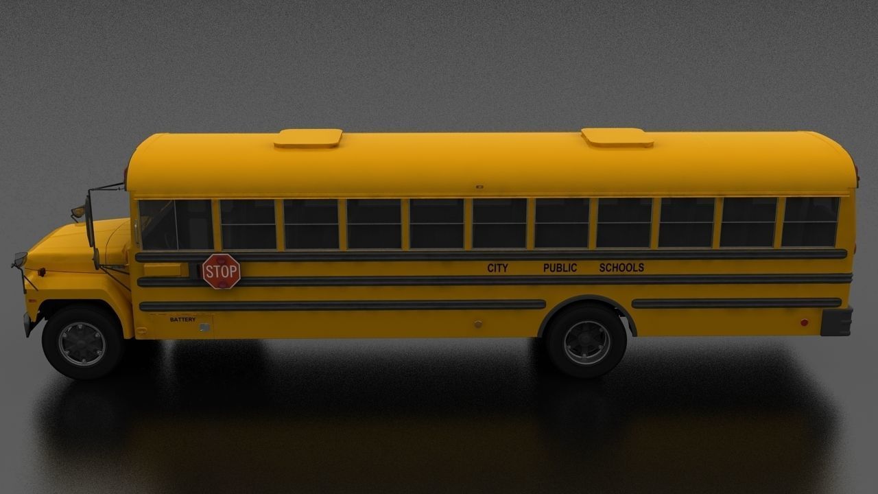 B-Series B-800 School Bus 1985 Low-poly 3D model_1