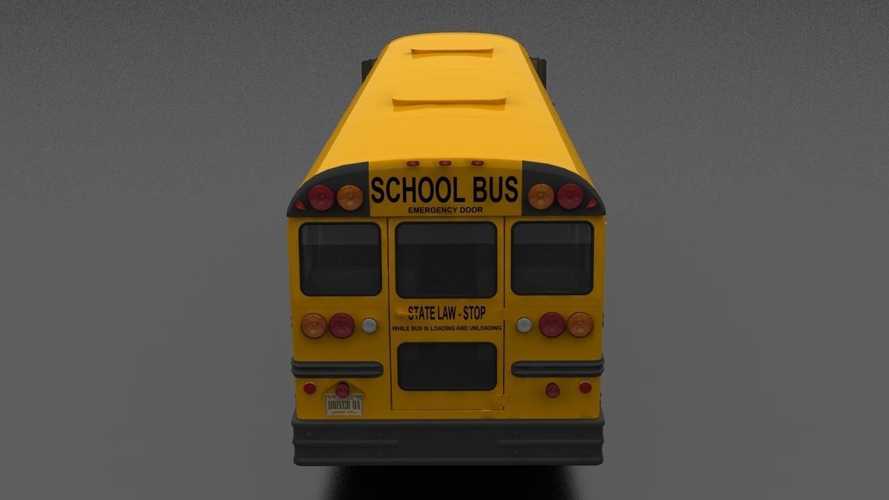 B-Series B-800 School Bus 1985 Low-poly 3D model_3