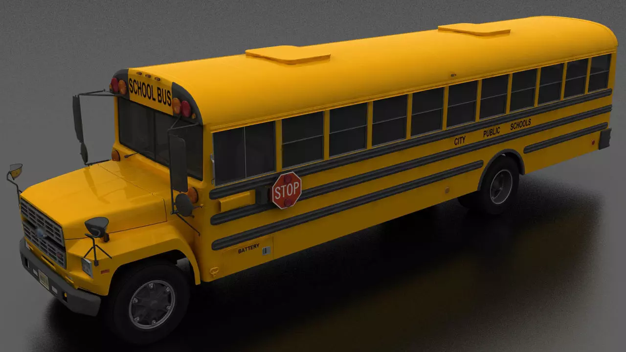 B-Series B-800 School Bus 1985 Low-poly 3D model_0