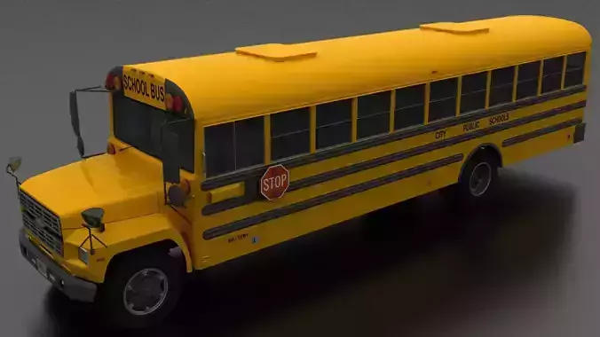 B-Series B-800 School Bus 1985 Low-poly 3D model